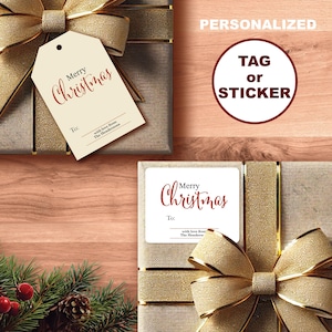 Gepersonaliseerde kerstkaartjes, minimalistisch rustiek, op maat gemaakt, vakantiesticker, cadeaulabel, seizoensgroeten, cadeau voor, voor haar, voor hem