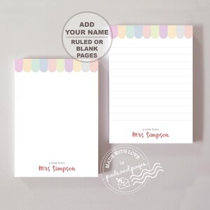 Bloc de notas personalizado para profesores: regalo de papelería en tonos pastel, personalizado Desde el escritorio de notepad