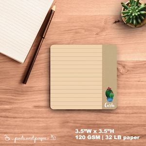 Bloc de notas minimalista personalizado, kawaii, con plantas y suculentas, ilustrado, personalizado, con membrete, regalo para Plantmama, diseño botánico.