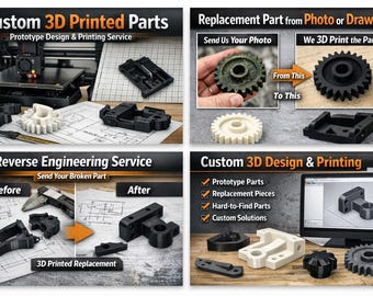 Custom 3D Printed Part | Prototype Design & 3D Printing Service | Replacement Part from Photo or Drawing | Reverse Engineering
