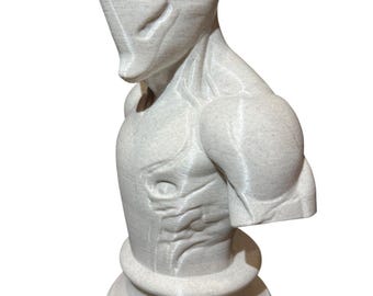Warframe Excalibur Bust Marble Style 3D Printed Statue (Warframe Inspired) 9.5Inch tall
