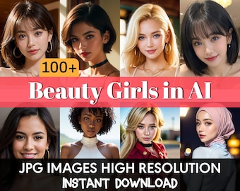AI Beauty Girls Image Collection, High-Resolution Art (Digital Download)