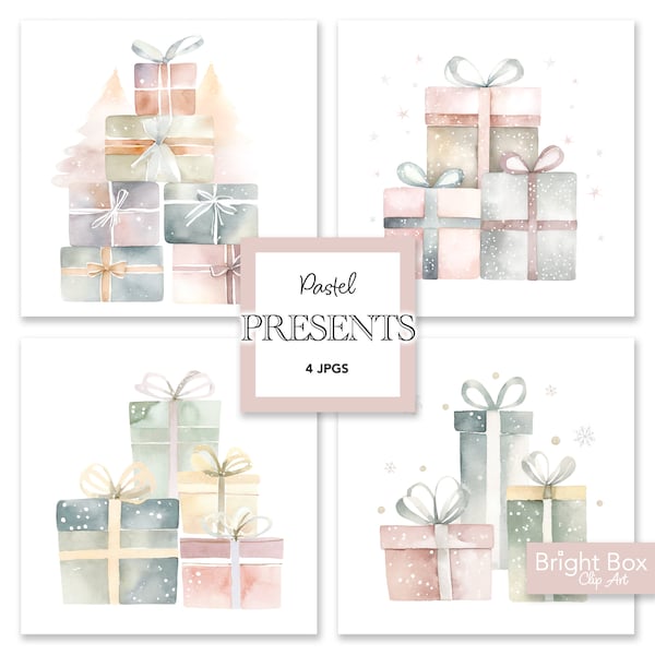 Presents Gifts Clip Art Download Holiday Christmas Birthday Clipart Downloadable Craft Decor Sublimation Junk Journaling Instant Artwork JPG