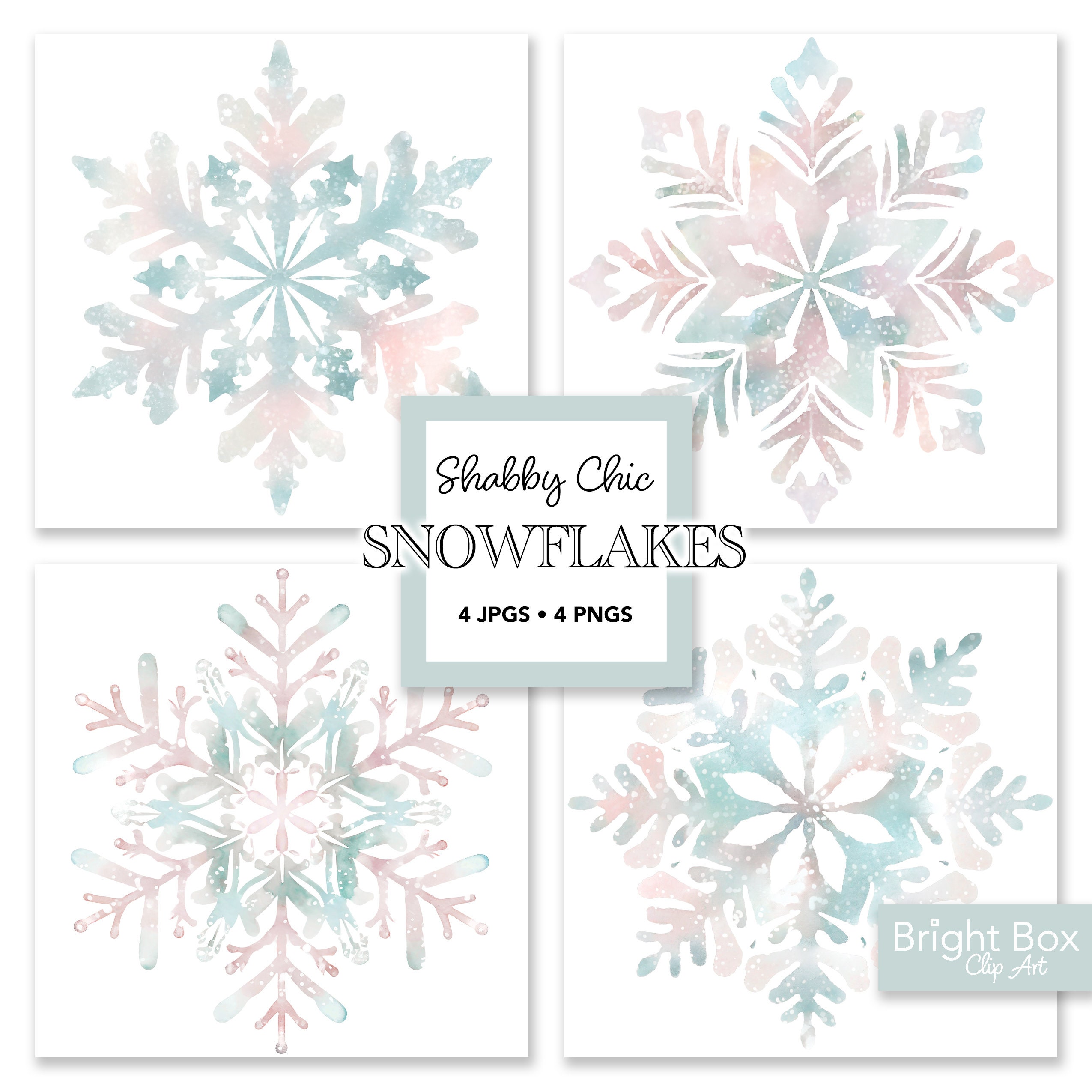 Glitter Snowflake Clip Art. Sparkle Christmas Snowflakes. Frozen