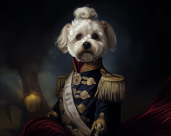 Retrato personalizado de animal de estimação renascentista: pintura a óleo de cão ou gato real