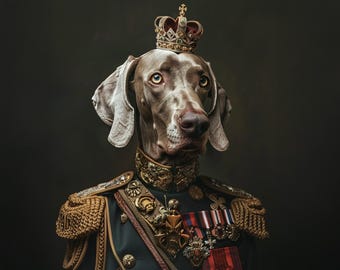 王室ペット肖像画委託、犬の王族絵画、写真をルネッサンス絵画に変える