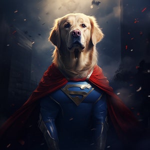 Custom Superhero Pet Portrait, Hero Dog Painting, Pet Lovers Gift, Superhero Cat Portrait, Pet Portrait gift, Animal painting