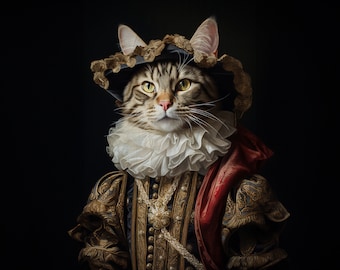 Retrato personalizado de animal de estimação real: pintura animal renascentista