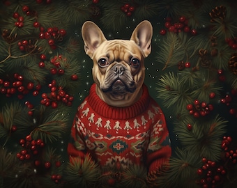 Custom Christmas Pet Portrait, Pet Lover Painting, Pet Lovers Gift, Christmas Pet Portrait, Animal painting, Funny Christmas Pet Gift