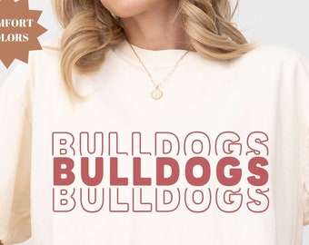 Comfort Colors Custom Bulldogs Mascot Graphic Shirt Bulldogs Team Spirit T-Shirt Bulldogs Fan Shirt, Sports Shirt, Gift For Men and Women