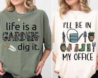 Camiseta de jardinería, Camiseta "Estaré en mi oficina", Regalo para amantes de la jardinería, Idea de regalo para jardineros, Regalo para el Día de la Madre para amantes de la jardinería, Fiesta de oficina, Estacas de jardín