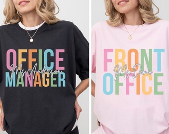 Camisas de oficina personalizadas Comfort Colors®, camiseta de asistente administrativo, camiseta de secretaria escolar, camiseta de dama de recepción, camiseta de regalo para administrador escolar
