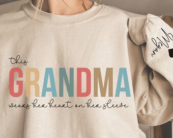 Sudadera personalizada para abuela con los nombres de los nietos, regalo minimalista personalizado, nueva sudadera con capucha para abuela, atuendo para abuela, ropa para Gigi y Mimi, día de la madre