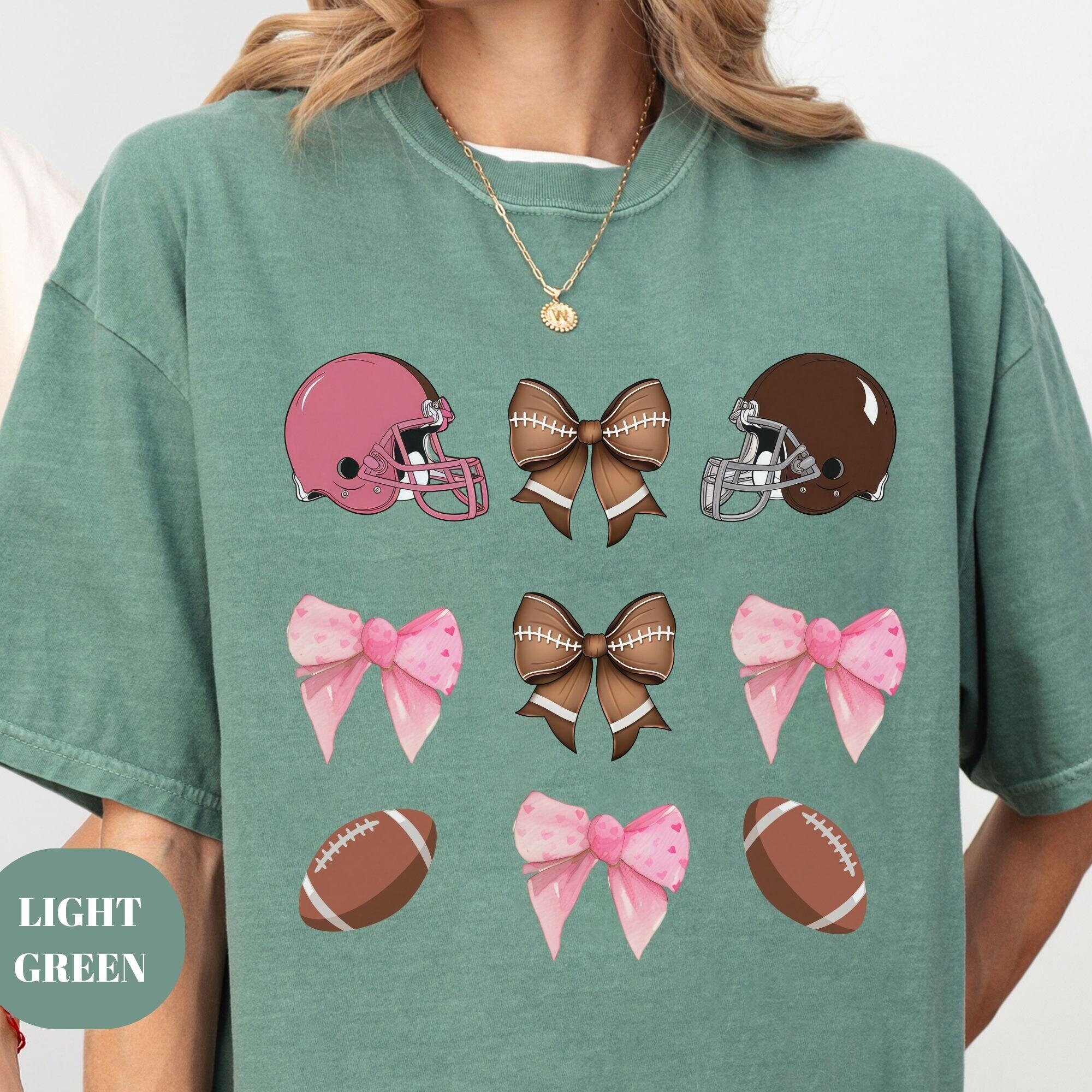Comfort Colors® Cute Football Mom Shirt, Custom Mascot Bow Shirt, Coquette Bows School Spirit Tshirt, Cheer Mascot Tee, Football Team Jersey