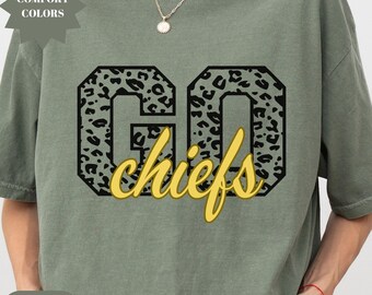 Comfort Colors Custom Go Chiefs Football Crewneck shirt Kc Chiefs Womens Mens Tshirt Kansas City Football NFL Fan gifts
