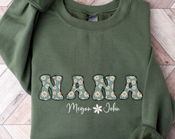 Sudadera con estampado de margaritas para abuela, regalo personalizado, regalo para el día de la madre, ropa de invierno, camiseta floral para abuela, regalo de cumpleaños