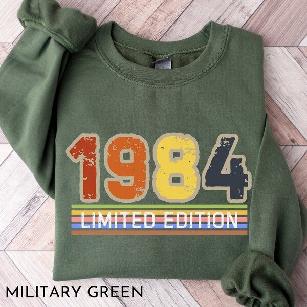 Custom 1984 Birthday Year Crew neck Sweatshirt Personalized Number Trendy Sweater for Women or Men Party Outfit 40th Birthday gifts Jumper