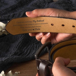 Personalized Leather Belt, Anniversary Handmade Belt for Husband, Custom Engraved Belt with Your Text, Funny Gift for Men, Christmas Gift