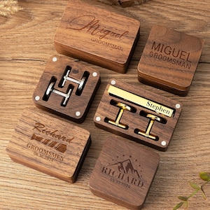 Groomsmen Cufflinks Tie Clip Set with Box,Custom Cufflink for Him,Personalized Tie Clip and Cuff Links Set,Wedding Party Gift,Best Man Gift