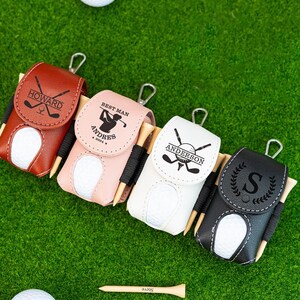 Sac de balles de golf en cuir personnalisé, pochette de golf en cuir pour les voyages, organiseur de balles de golf, sac de voyage de golf, sac de rangement pour tés de golf, cadeaux de golf