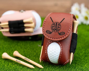 Personalized Golf Ball Bag, Mini Golf Ball Holder, Stylish Pouch for Golf Balls, Leather Golf Bag with Tees, Golf Travel Bag, Golf Gifts