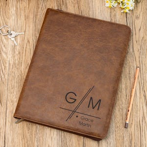 Portafolios de cuero personalizado recargable, portafolios personalizado con cremallera, portafolios con nombre, regalos para empleados, regalo corporativo, regalo para él