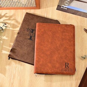 Personalized Refillable Portfolio, Custom Portfolio With Zipper, Custom Leather Portfolio, Padfolio with Name, Business Gift, Coworker Gift