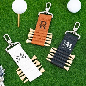 Etichetta per sacca da golf, tee da golf personalizzate, porta tee da golf in pelle, regalo per golfista con incisione del nome personalizzato per uomo, accessori da golf per papà