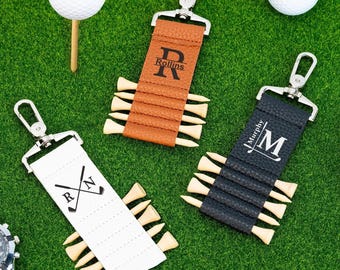 Etichetta per sacca da golf, tee da golf personalizzate, porta tee da golf in pelle, regalo per golfista con incisione del nome personalizzato per uomo, accessori da golf per papà