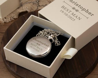 Personalisierte Taschenuhr, Trauzeuge Geschenke, individuell gravierte Taschenuhr, Trauzeuge Uhr, Hochzeitsgeschenke, Taschenuhren für Papa, Hochzeitsvorschlag