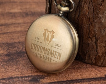Pocket Watch,Groomsman Gift,Engraved Pocket Watch,Wedding Gift,Best Man Gift,Personalized Pocket Watch Gifts for Wedding Day,Gifts for Dad