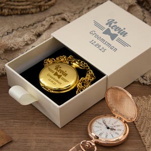 Reloj de bolsillo personalizado grabado, regalo para padrinos de boda, detalle para invitados a la boda, regalo para el padrino, regalo personalizado para hombres/novio/padre, relojes de bolsillo