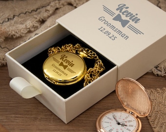 Groomsmen Gift,Personalized Engraved Pocket Watch,Wedding Party Favor, Best Man Gift, Personalized Gift For Men/Groom/Father,Pocket Watches
