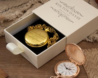Cadeau bruidsjonker, gepersonaliseerd gegraveerd zakhorloge, gunst bruiloft, getuige, gepersonaliseerd cadeau voor mannen/bruidegom/vader, zakhorloges