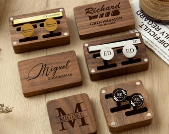 Groomsmen Cufflinks Tie Clip Set with Box,Custom Cufflink for Him,Personalized Tie Clip and Cuff Links Set,Wedding Party Gift,Best Man Gift