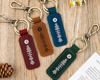 Chaveiro de couro Spotify, presente para o Dia dos Pais, chaveiro personalizado com código musical, presente personalizado para homens, chaveiro de couro gravado, presente para o dia do casamento