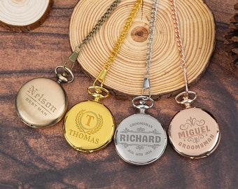Groomsman&#39;s Pocket Watches,Customized Pocket Watch,Best Man Gift,Engraved Pocket Watch for Him,Father of the Bride Gift,Classic Wedding Gift