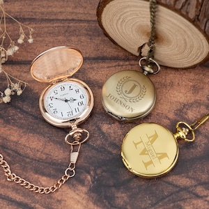 Engraved Pocket Watches for Wedding,Copper Watches,Steel Pocket Watch,Birthday Gift for Dad,Anniversary Gift for Him,Best Man Groomsman Gift