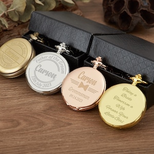 Geschenk für Trauzeugen, personalisierte Taschenuhr mit Gravur, Hochzeitsparty-Geschenk, Geschenk für den besten Mann, personalisiertes Geschenk für Männer/Bräutigam/Vater, Weihnachtsgeschenk Bild 2