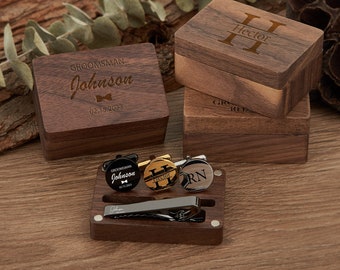 Fathers Day gift for him papa, Groomsmen Gifts, Personalized gifts for dad, Custom Cufflinks with Walnut Box, Best Man Gift, Wedding gifts