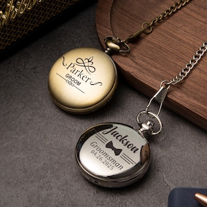 Custom Engraved Pocket Watch, Groomsmen Pocket Watch Gift, Best Man Proposal, Birthday Gift for Him, Wedding Party Gift, Fathers Day Gift