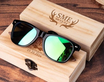 Custom Sunglasses,Personalized Wooden Name Sunglasses with Box,Travel Sunglasses for Men,Groomsmen Gift,Gift for Dad,Best Man Proposal Idea