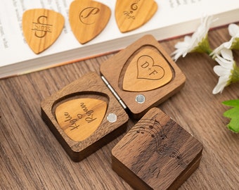 Wooden Guitar Picks Box,Wooden Guitar Picks Box,Engrave Holder Box for Wooden Picks,Guitar Player Gift,Birthday Gifts,Gift for Guitarist