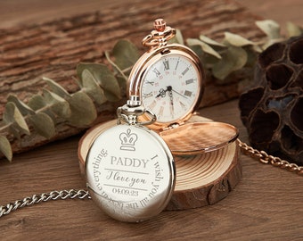 Personalised Engraved Pocket Watch,Customized Pocket Watch,Wedding Gift,Best Man Groomsman,Gift for Father,Valentine&#39;s Day Gift,Gift For Him