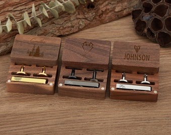 Personalized Cufflinks in Walnut Box,Wedding Gift,Custom Cufflink Box,Groomsman Gift,Wedding Customized Cufflink Sleeve Box,Gift for Husband