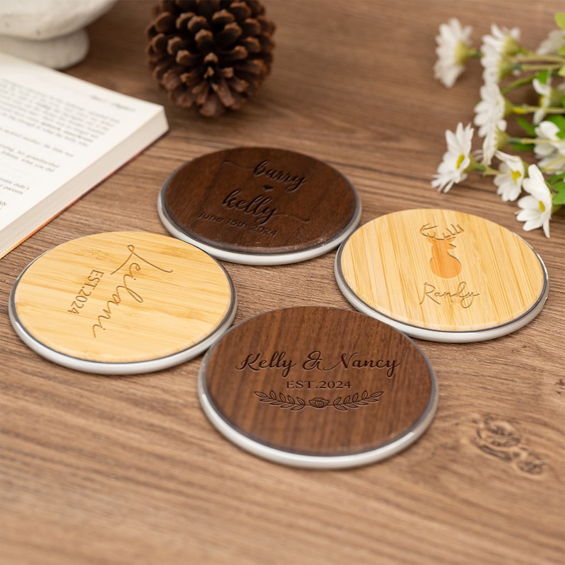 Name Customized Wireless Charger,Engraved Charger,Custom Name Qi Wireless Charger,15W,Groomsman Gift,Gift for Him Dad,Father's Day Gift image 2