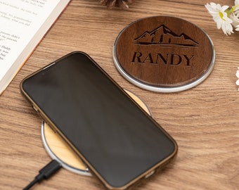 Personalized Wireless Charger,Wooden Wireless Fast Charging,15W Wireless Charger,Gift for Him,Gift for Dad,Boyfriend Gift,Best Man Gift