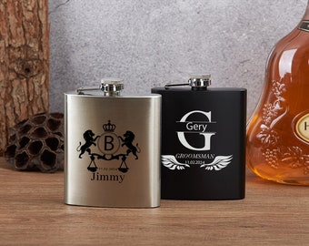 Personalised Hip Flask,Engraved for Best Man Gift,Groomsmen,Drink Wedding Gift,Favours with Gift Box,Father's Day Gift,Engraved Wine Flask