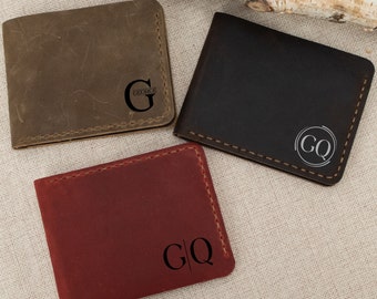 Customized Men's Cowhide Wallet,Personalized Initials Wallet,Handmade Leather Wallet,Anniversary Gift,Gifts for Husband & Dad,Gift for Him