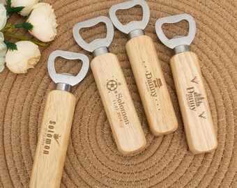 Personalised Wooden Bottle Opener,Fathers Day Gift,Personalized Name Wedding Favour Bar Garden Beer Drinker,Engraved Bottle Opener,For Him